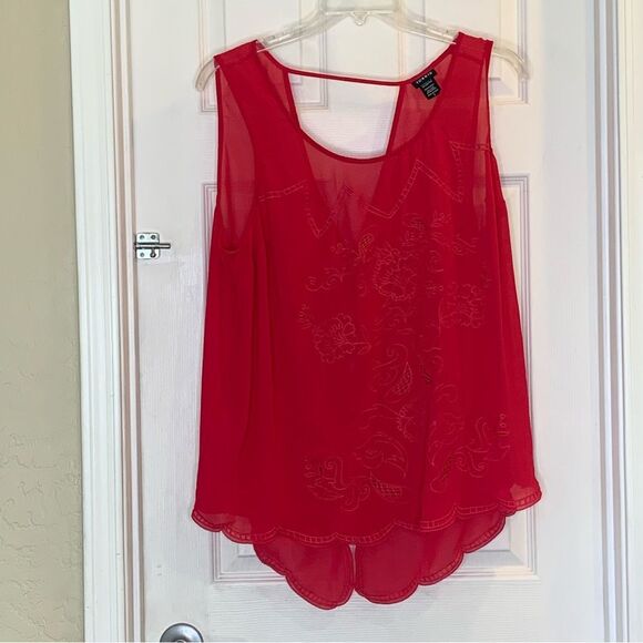 Torrid Chiffon Double Layer Tank Floral Embroidered Size 3X Pink - Picture 1 of 10